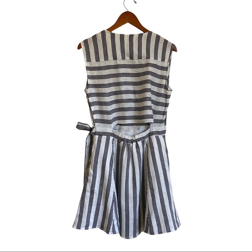 Mello‎ Day Faux Wrap Striped Linen Dress Size Small - Picture 3 of 11